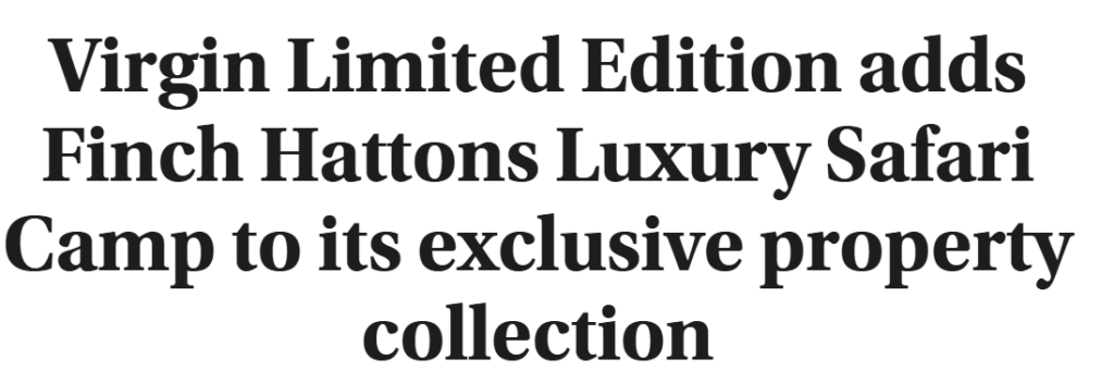 snippet announcing finch hatton to be part of virgin edition